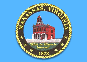 The city and greater Manassas area seal, shows the date of incorporation,
			1873, motto - Rich in Historic Interest and a picture of the old courthouse